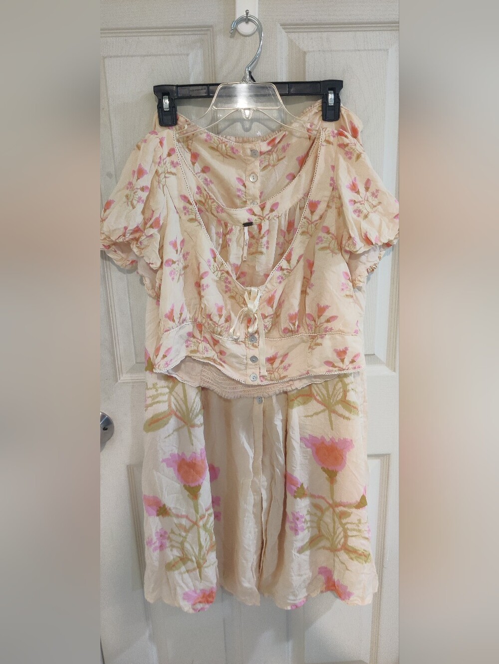 Free People Two Piece Easy to Love Floral Skirt Set Women's Size XL